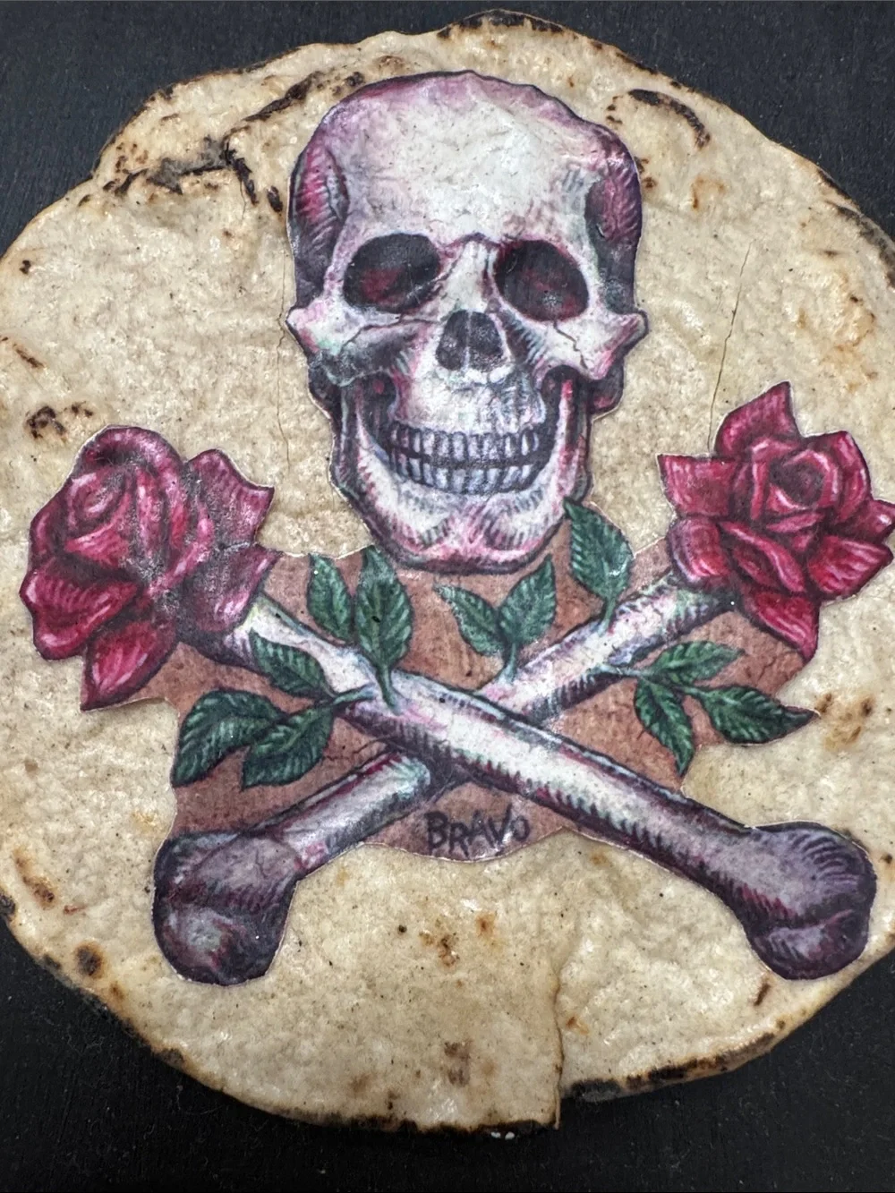 Skull & Rosebones Wall Art - Black Plaque